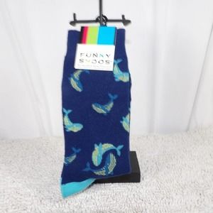 Funky Socks  Whales - Blue- Shoe Size 6-12
